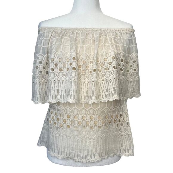Haralyn Tops - Anthropologie Harlyn Off Shoulder Blouse Boho Cream Color Ladies XS